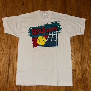 Vintage 1990s Wilson Tennis White Single Stitch shirt L NEW